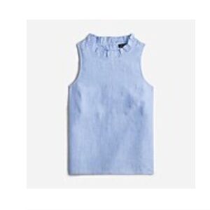 JCrew Sleeveless Ruffle Trim Top in Linen NWT XS color French Blue